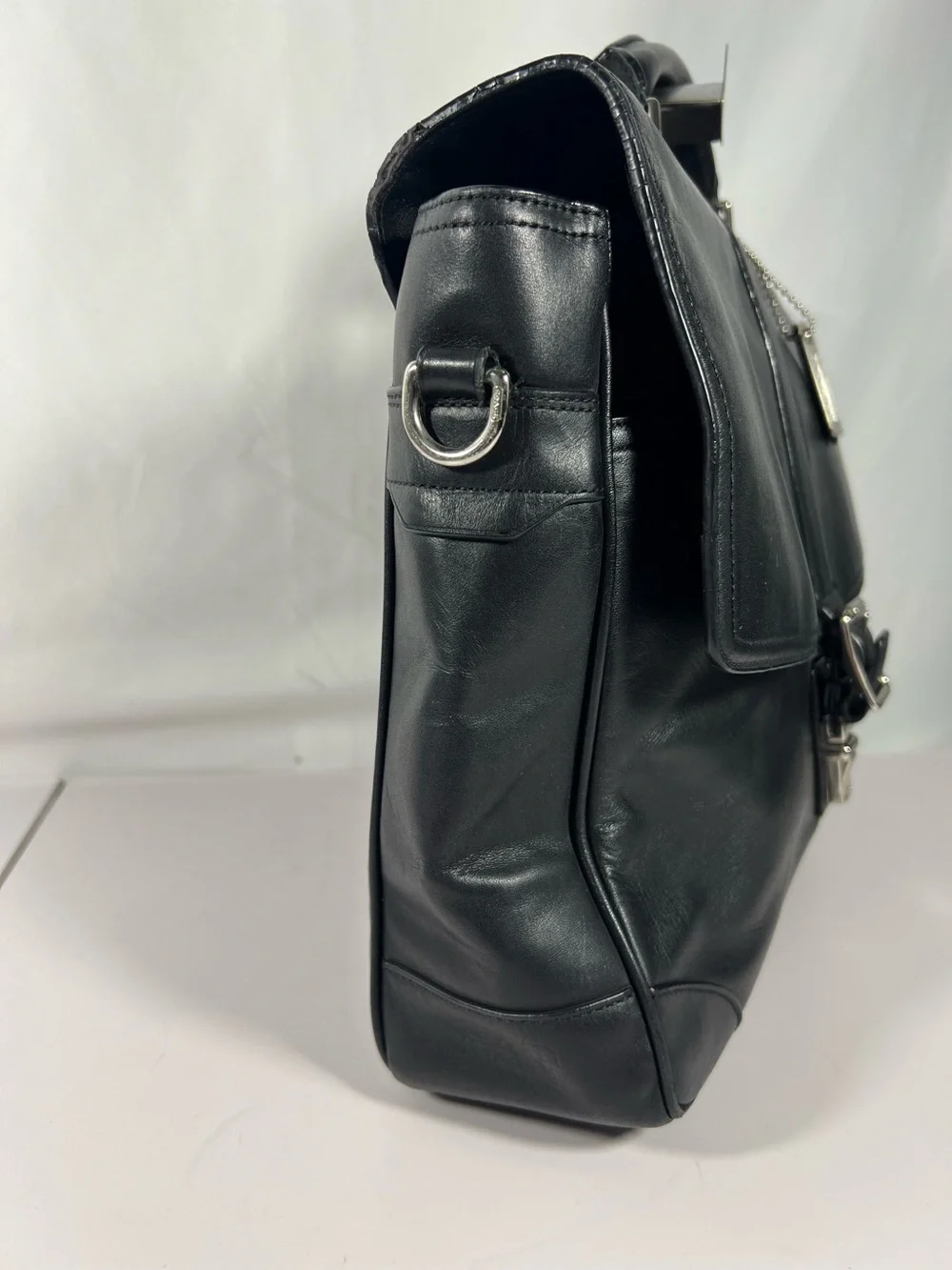 4078: Vintage Coach Black Leather Briefcase Messenger Bag 70304